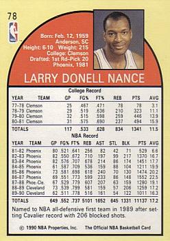1990-91 Hoops #78 Larry Nance Back