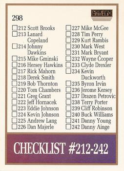 1990-91 SkyBox #298 Checklist: 181-242 Back