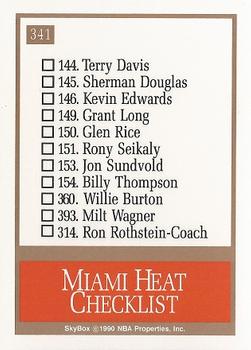 1990-91 SkyBox #341 Miami Heat Back