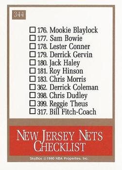 1990-91 SkyBox #344 New Jersey Nets Back