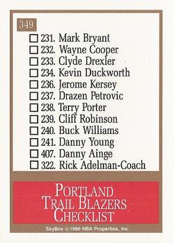 1990-91 SkyBox #349 Portland Trail Blazers Back