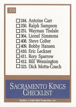 1990-91 SkyBox #350 Sacramento Kings Back