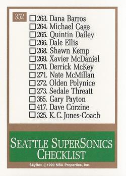 1990-91 SkyBox #352 Seattle SuperSonics Back