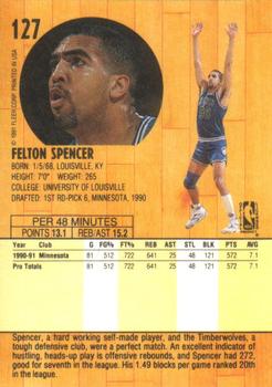 1991-92 Fleer #127 Felton Spencer Back