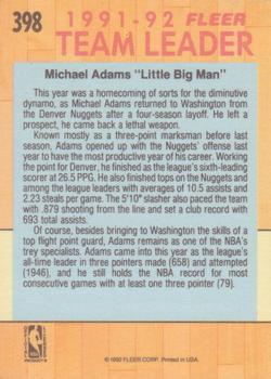 1991-92 Fleer #398 Michael Adams Back