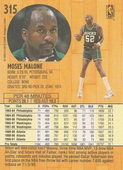 1991-92 Fleer #315 Moses Malone Back