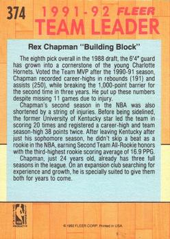 1991-92 Fleer #374 Rex Chapman Back