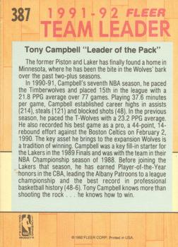 1991-92 Fleer #387 Tony Campbell Back