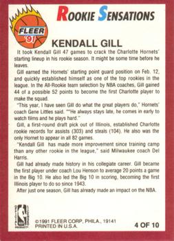 1991-92 Fleer - Rookie Sensations #4 Kendall Gill Back