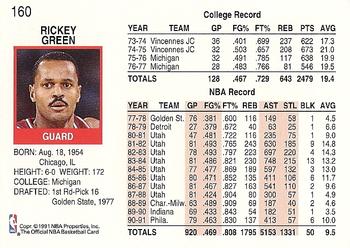 1991-92 Hoops #160 Rickey Green Back
