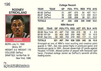 1991-92 Hoops #196 Rod Strickland Back