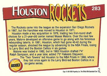 1991-92 Hoops #283 Houston Rockets Back