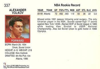 1991-92 Hoops #337 Alexander Volkov Back