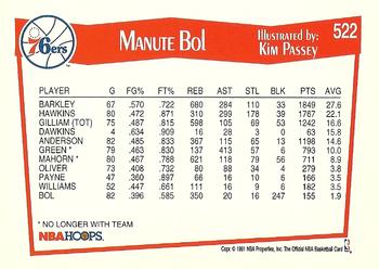 1991-92 Hoops #522 Manute Bol Back