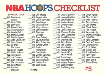 1991-92 Hoops #590 Checklist #5: 449-590 Front