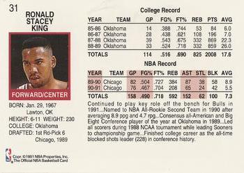 1991-92 Hoops #31 Stacey King Back