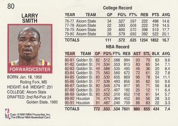 1991-92 Hoops #80 Larry Smith Back