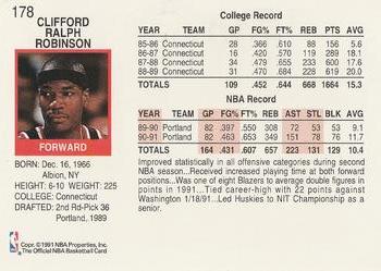 1991-92 Hoops #178 Cliff Robinson Back