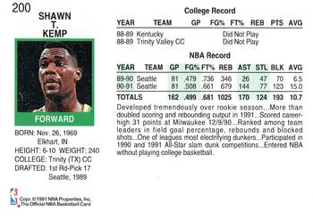 1991-92 Hoops #200 Shawn Kemp Back