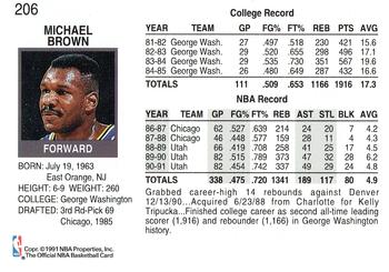 1991-92 Hoops #206 Mike Brown Back