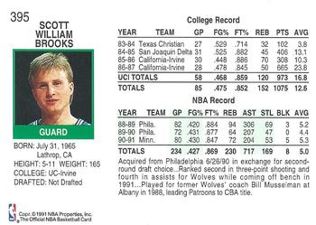 1991-92 Hoops #395 Scott Brooks Back