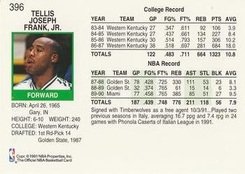 1991-92 Hoops #396 Tellis Frank Back