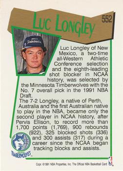 1991-92 Hoops #552 Luc Longley Back