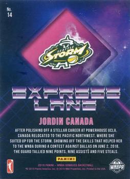 2019 Donruss WNBA - Express Lane Gold Laser Press Proof #14 Jordin Canada Back