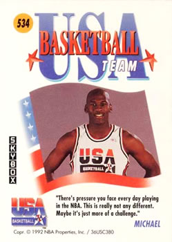 1991-92 SkyBox #534 Michael Jordan Back