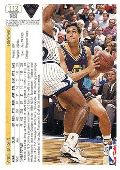 1991-92 Upper Deck #113 Andy Toolson Back
