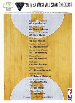 1991-92 Upper Deck #450 1992 NBA West All-Star Checklist Back