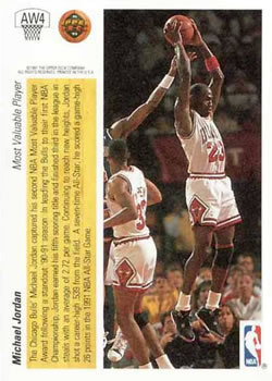 1991-92 Upper Deck - Award Winner Holograms #AW4 Michael Jordan Back