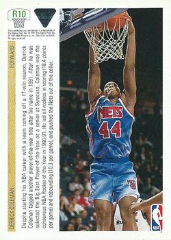 1991-92 Upper Deck - Rookie Standouts #R10 Derrick Coleman Back