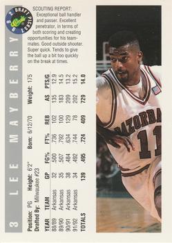 1992 Classic Draft Picks #3 Lee Mayberry Back