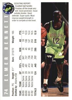 1992 Classic Draft Picks #74 Elmer Bennett Back