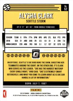 2019 Donruss WNBA - Optic #52 Alysha Clark Back