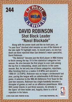1992-93 Fleer #244 David Robinson Back