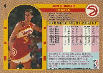 1992-93 Fleer #4 Jon Koncak Back