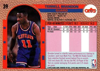 1992-93 Fleer #39 Terrell Brandon Back