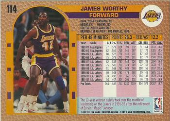 1992-93 Fleer #114 James Worthy Back