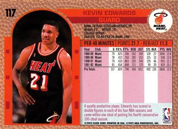 1992-93 Fleer #117 Kevin Edwards Back