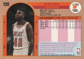 1992-93 Fleer #120 Glen Rice Back