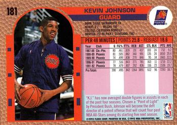 1992-93 Fleer #181 Kevin Johnson Back