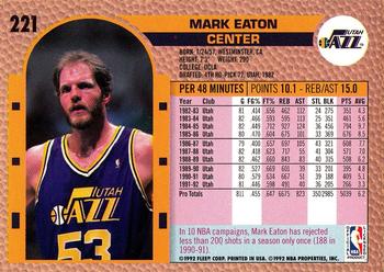 1992-93 Fleer #221 Mark Eaton Back