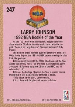 1992-93 Fleer #247 Larry Johnson Back