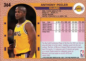 1992-93 Fleer #364 Anthony Peeler Back