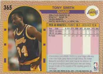 1992-93 Fleer #365 Tony Smith Back