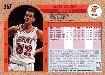 1992-93 Fleer #367 Matt Geiger Back