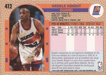 1992-93 Fleer #412 Negele Knight Back