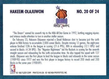 1992-93 Fleer - All-Stars #20 Hakeem Olajuwon Back